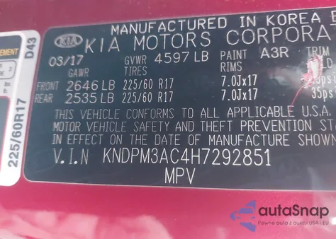 2017 Kia Sportage Lx from USA, damaged, VIN KNDPM3AC4H7292851